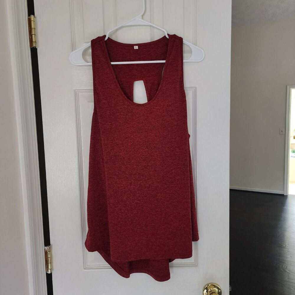 ICTIVE Burgandy Loose Fit Yoga Top Workout Tank Backless Sleeve | XL - Picture 2 of 6